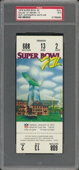 1978 Super Bowl XII Full Ticket, White Variation - PSA EX 5